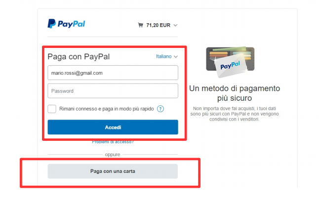 Pagamenti sicuri con PayPal