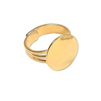Anello Regolabile Base Piatta Dorato 15mm