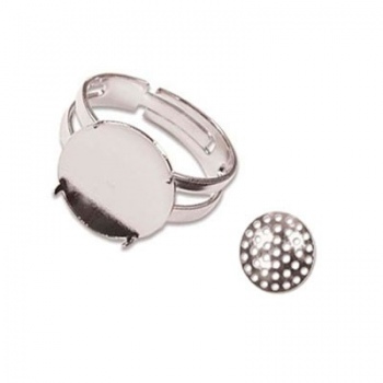 Anello Con Base Retina Argentato Regolabile 15mm