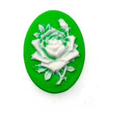 Cammeo Resina Fiore White And Mint 40x30mm