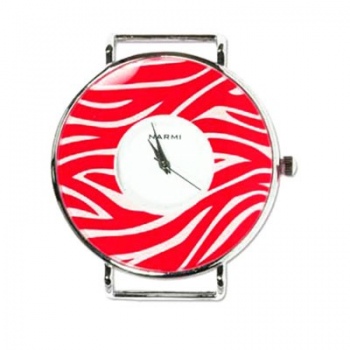 Orologio Tondo Argentato Rosso