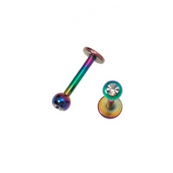 Piercing Labret Arcobaleno con Strass Bianco