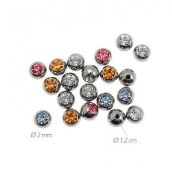 Piercing Sfera Filettata Acciaio con Strass