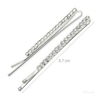 Molletta Metallo Argentato con Strass
