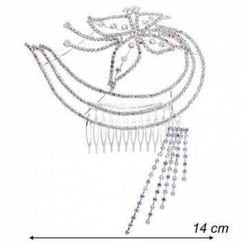 Diadema Sposa Decorato Farfalla Strass Boreali Argentato