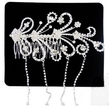 Diadema Sposa Fianchino Con Strass Argentato
