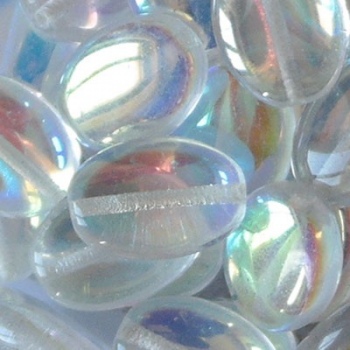 Vetro Ovale con Foro Passante Crystal AB 12mm