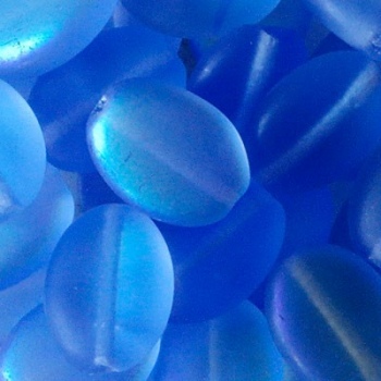 Vetro Ovale con Foro Passante Matte Light Sapphire 12mm