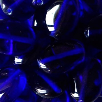 Vetro Ovale con Foro Passante Blu Capri 12mm