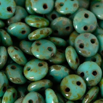 Perline Lentil Opaque Turquoise Picasso 6mm