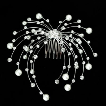 Diadema Sposa Con Strass e Perle Argentato