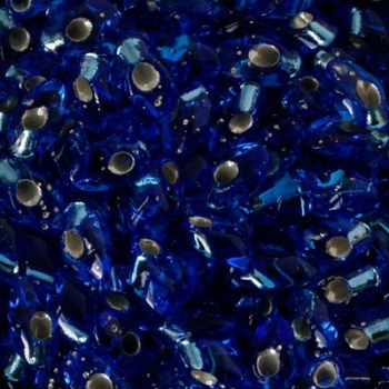 Long Magatama Miyuki 7x4mm Silver Lined Sapphire