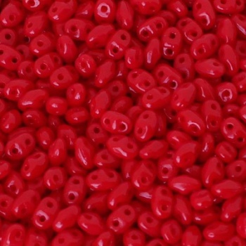 Perline Miniduo Opaque Coral Red 4x2mm