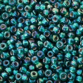 Perline Rocailles Miyuki 8/0 Silver Lined Emerald AB