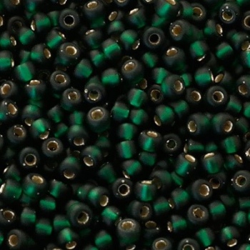 Perline Rocailles Miyuki 8/0 Matte Silver Lined Dark Emerald