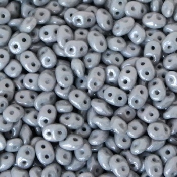 Perline Superduo 2.5x5mm Chalk Jet Luster Grey