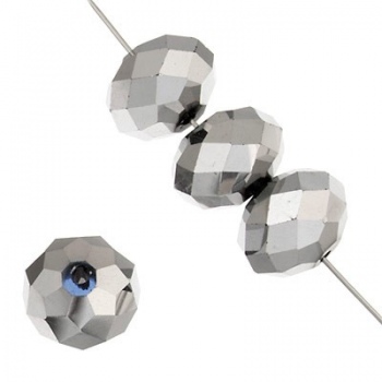 Rondelle Cinesi Glass 6x4mm Metallic Silver