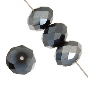 Rondella Cinese Glass 6x4mm Jet Hematite