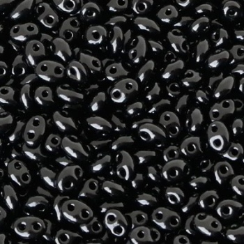 Perline Twin Beads Preciosa 5x2,5mm Jet