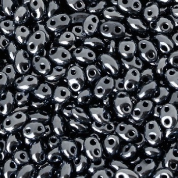 Perline Twin Beads Preciosa 5x2,5mm Jet Hematite