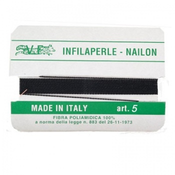 Filo Nylon Infilaperle Con Ago Nero Misura 5 Diametro 0,7mm
