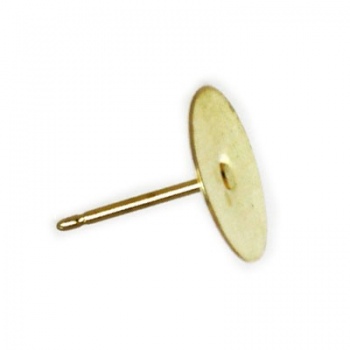 Orecchino Perno Piatto Liscio Dorato 10mm