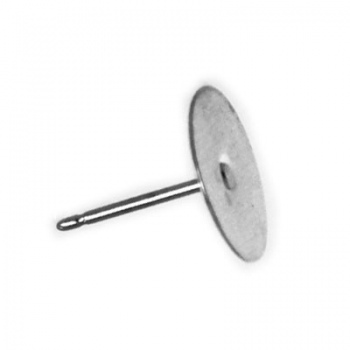 Orecchino Perno Piatto Liscio Argentato Rodio 10mm