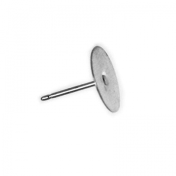 Orecchino Perno Piatto Liscio Argentato Rodio 6mm