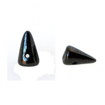 Perline Spikes Jet Hematite 8x5mm