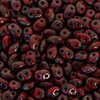 Perline Superduo 2.5x5mm Coral Red Picasso