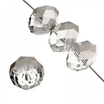 Rondella Cinese Glass 8x6mm Crystal Luster Silver