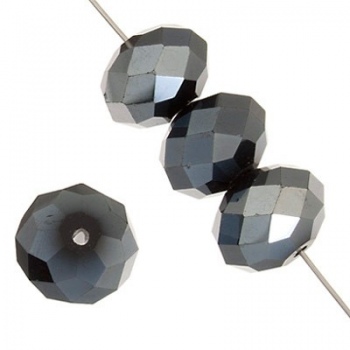 Rondella Cinese Glass 8x6mm Jet Hematite