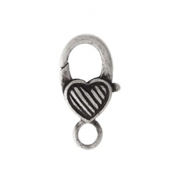 Chiusura Moschettone Cuore Argentata Anticata 26mm
