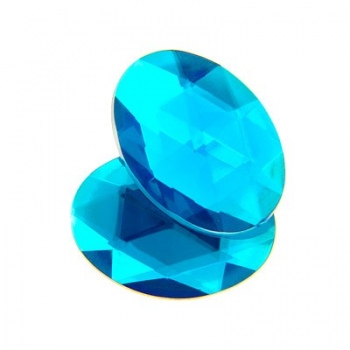 Cabochon Acrilico Ovale Sfaccettato Aqua 25x18mm