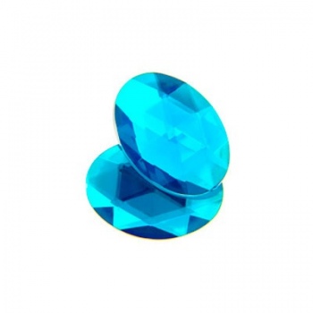 Cabochon Acrilico Ovale Sfaccettato Aqua 14x10mm
