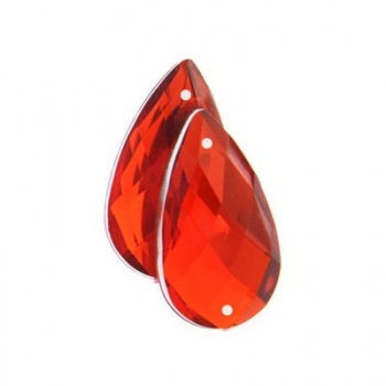 Sew-On Goccia Acrilico Sfaccettata Bright Red 30x17mm