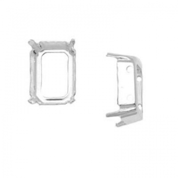 Castone Per Ottagono Argentato Rodiato 18x13mm