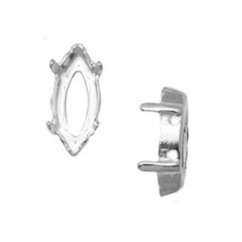 Castone Per Navetta Argentata Rodiata 15x7mm