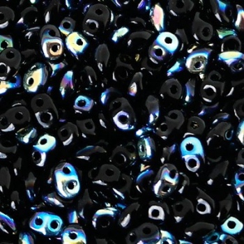 Perline Superduo 2.5x5mm Jet AB