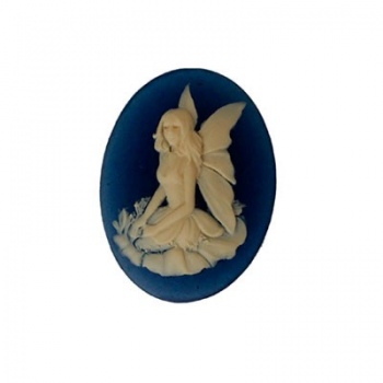 Cammeo Resina Fata Seduta Ivory And Dark Blue 25x18mm