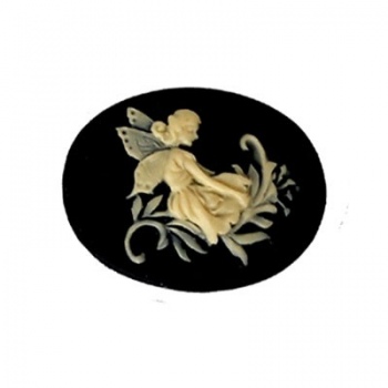 Cammeo Resina Fata Orizzontale Ivory And Black 25x18mm