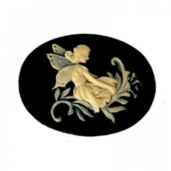 Cammeo Resina Fata Orizzontale Ivory And Black 40x30mm