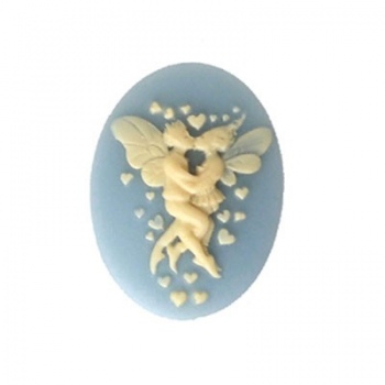 Cammeo Resina Innamorati Ivory And Light Sapphire 25x18mm