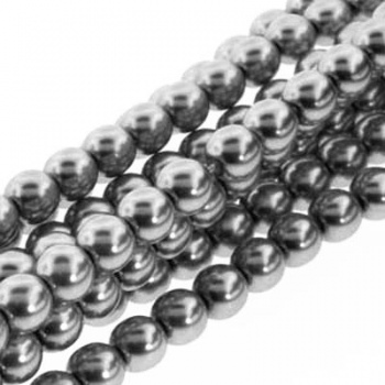Perla Cerata Vetro Tondo Liscio Silver 4mm (Filo 120 pz )