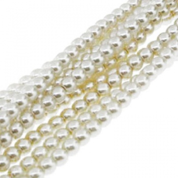 Perla Cerata Vetro Tondo Liscio White 6mm (Filo 75 pz )