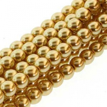 Perla Cerata Vetro Tondo Liscio Gold 6mm (Filo 75 pz )
