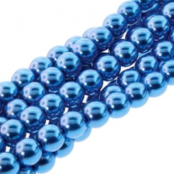 Perla Cerata Vetro Tondo Liscio Persian Blue 8mm (Filo 75 pz )