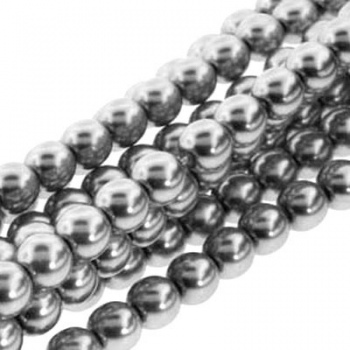 Perla Cerata Vetro Tondo Liscio Silver 8mm (Filo 75 pz )