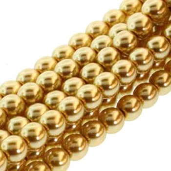 Perla Cerata Vetro Tondo Liscio Gold 8mm (Filo 75 pz )