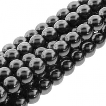 Perla Cerata Vetro Tondo Liscio Hematite 8mm (Filo 75 pz )